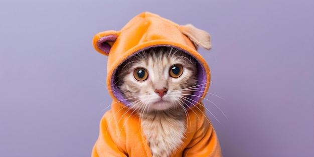 Colorpoint shorthair cat in fireman costume against purple background Concept Pets in Costumes Colorpoint Shorthair Cat Firefighter Purple Background