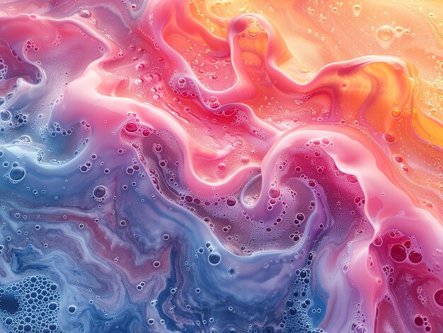 the colors of the liquid are multicolored and the color is orange and purple