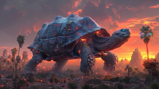 Colossal Lava Turtle at Sunset