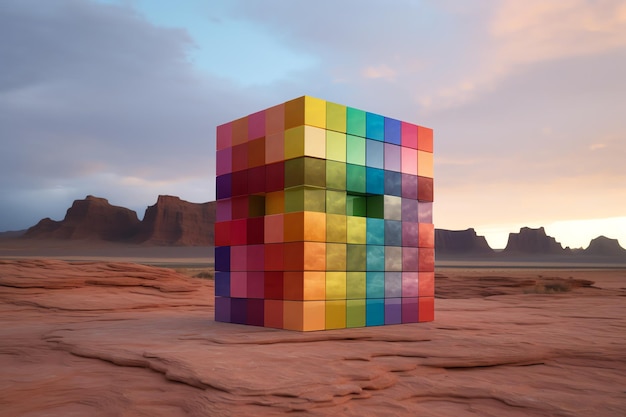 A colossal monolithic puzzle cube