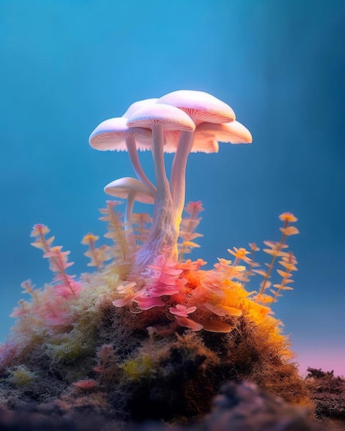 A colour full mushroom and colour background