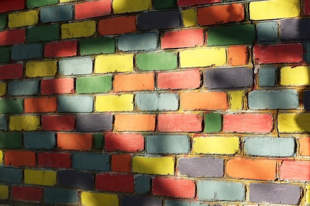 Coloured brick wall background