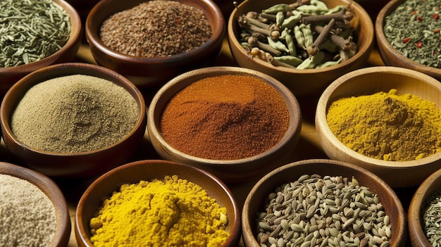 Colourful background from various herbs and spices