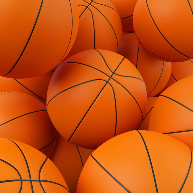 Colourful Basketballs 3D render Minimalistic illustration modern design isolated object