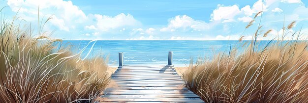 Photo colourful boardwalk illustration in natural setting