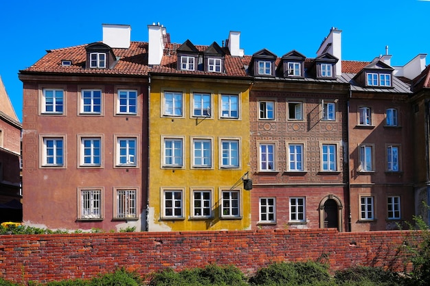 Colourful buildings in the center of Warsaw city Warsaw Old Town