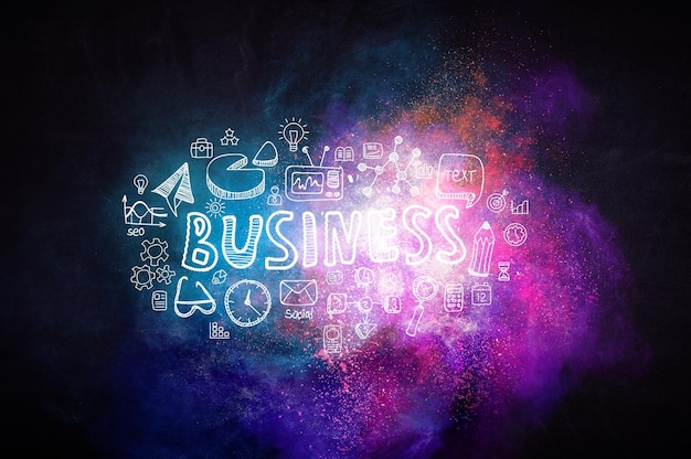 Colourful business theme background. Mixed media