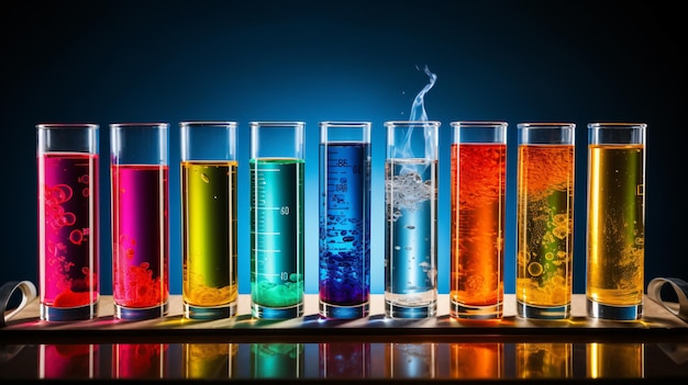 Colourful chemicals in test tube