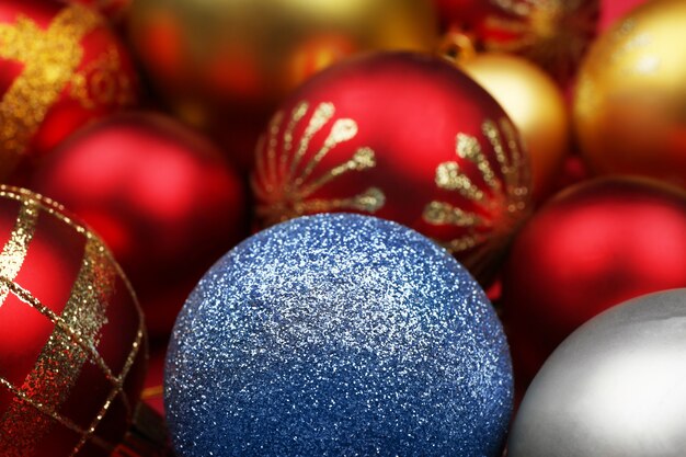 Colourful Christmas decorations, close up