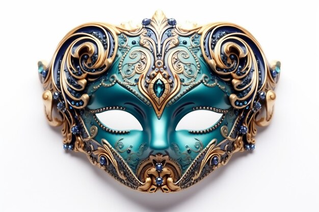 Colourful d venetian carnival mask isolated on white background