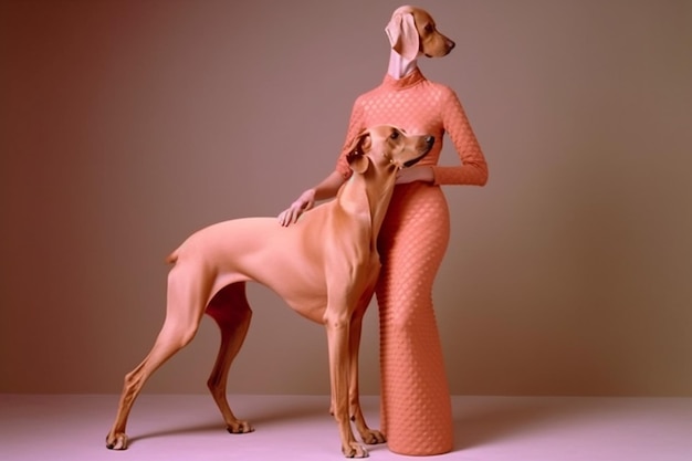 Colourful dog concept latex animal stylish pet art fashion funny Generative AI