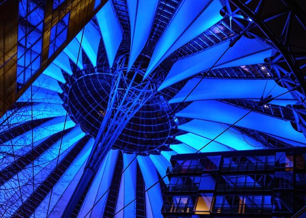 Colourful dome of sony centre in berlin at night