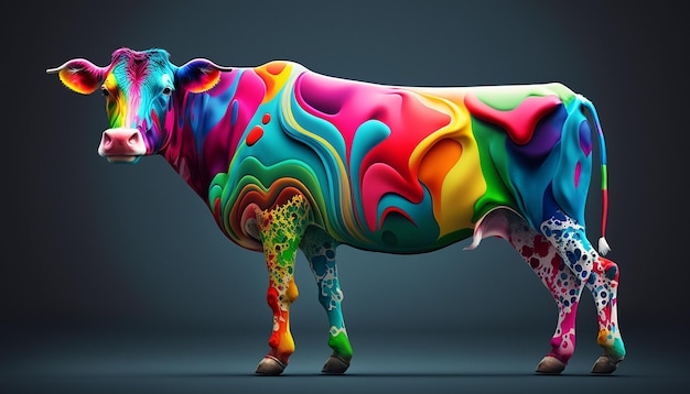 Photo colourful domestic animal cow ai generated