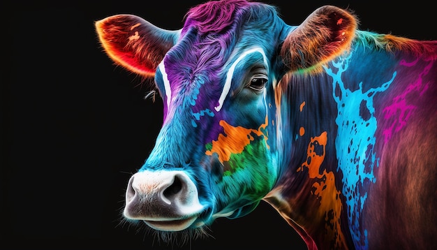 Colourful domestic animal cow AI Generated