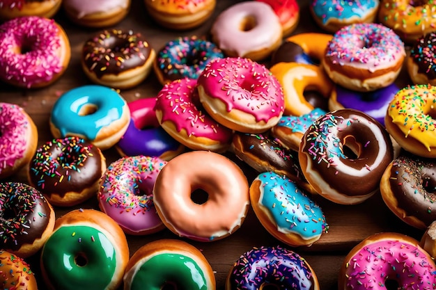 Colourful donuts background