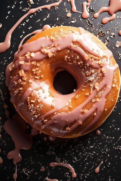 Photo colourful donuts scattered on background