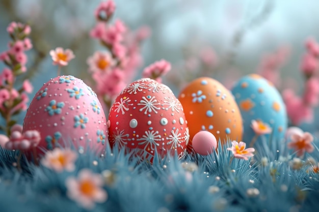 Colourful easter eggs in 3d style