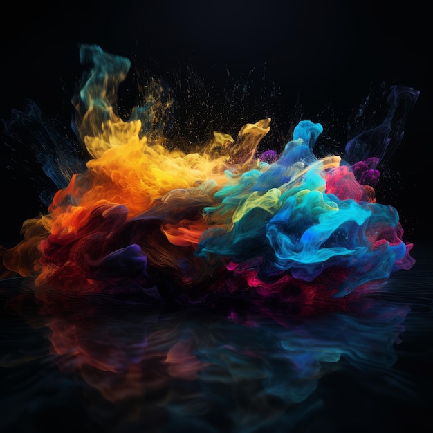 Colourful flowing tempest powder explosion generative AI