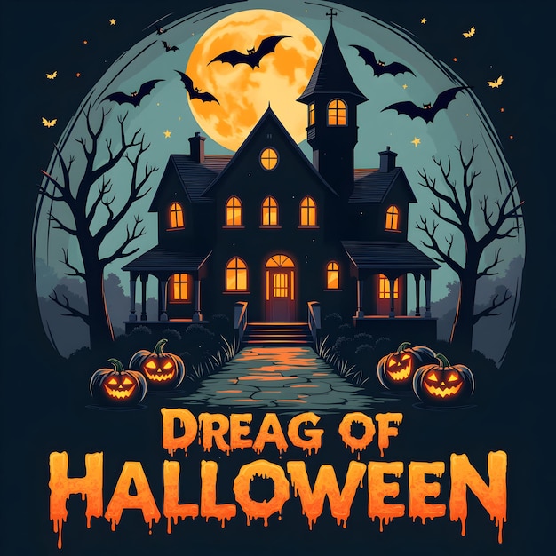 Colourful halloween tshirt design with ghost and witch