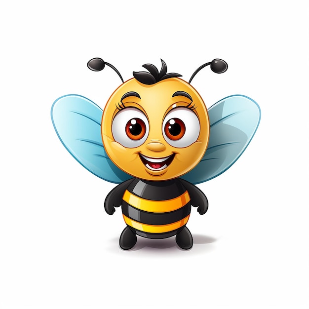 colourful happy cartoon bee logo on a white background