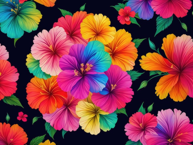 colourful Hibiscus floral pattern