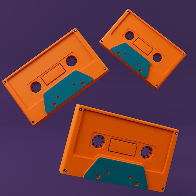 Colourful Mixtapes 3D render Minimalistic illustration modern design isolated object