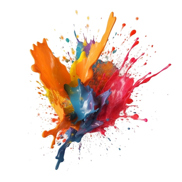 Colourful Paint splash Transparent isolated background AI