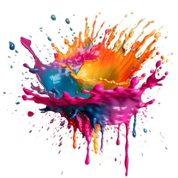 Colourful Paint splash Transparent isolated background AI