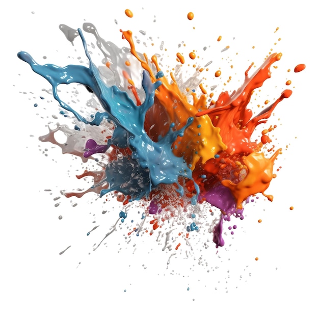 Colourful Paint splash Transparent isolated background AI