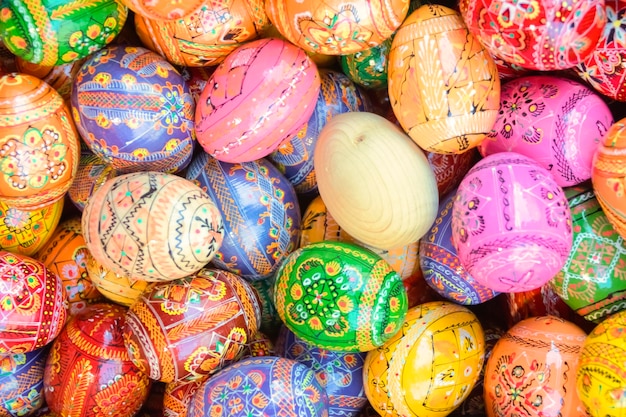 Colourful painted Easter eggs background