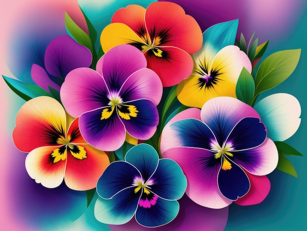 colourful Pansy floral pattern