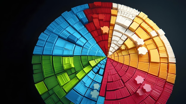 Photo colourful pie chart 2d3d high detail