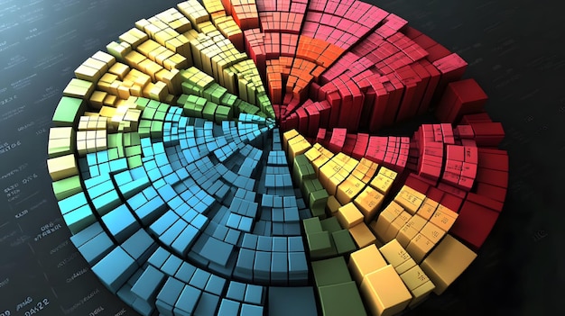 Photo colourful pie chart 2d3d high detail