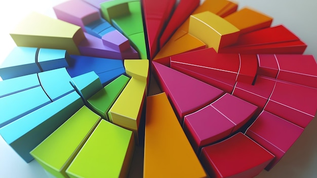 Photo colourful pie chart 2d3d high detail