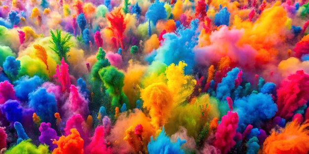 Photo a colourful powder explosion of holi paint