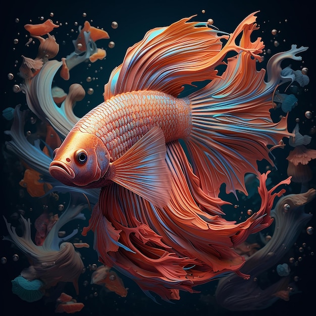 Colourful single betta fish like flowers pictures Generative AI