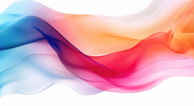 Colourful smoke flows with white background