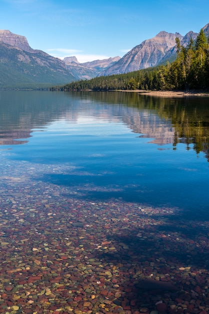 Colourful stones in Lake McDonald near Apgar in Montana