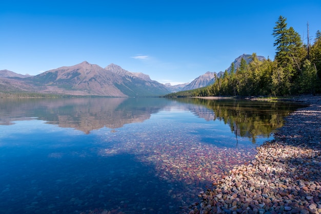 Colourful stones in Lake McDonald near Apgar in Montana