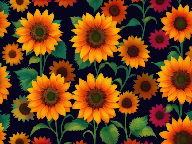 colourful Sunflower floral pattern