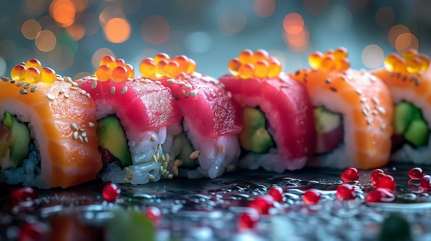 Photo colourful sushi food on the table