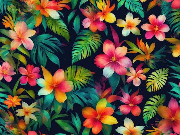 colourful tropical floral pattern