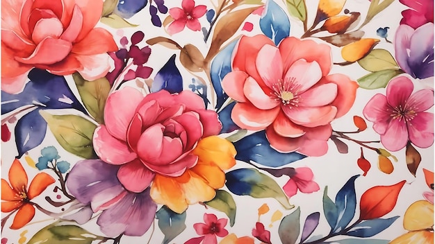 Colourful watercolor fabric design impleminting flower