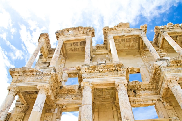 The columns of the Celsus library of ancient Ephesus in Kusadasi, Turkey