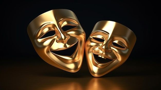 Comedy and tragedy masks reflecting joy and sadness