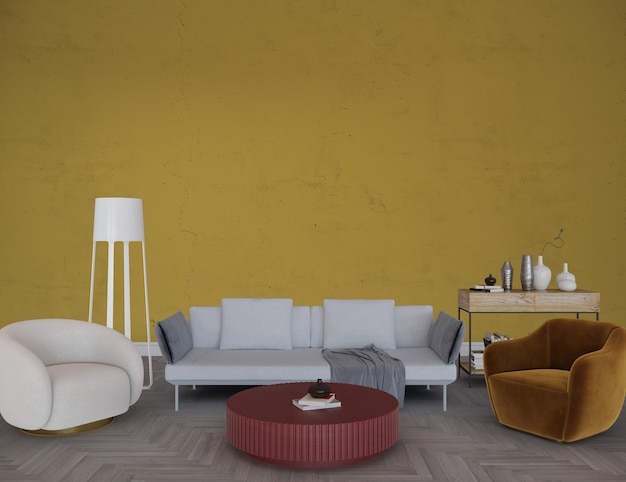 Comfortable living room wall mockup