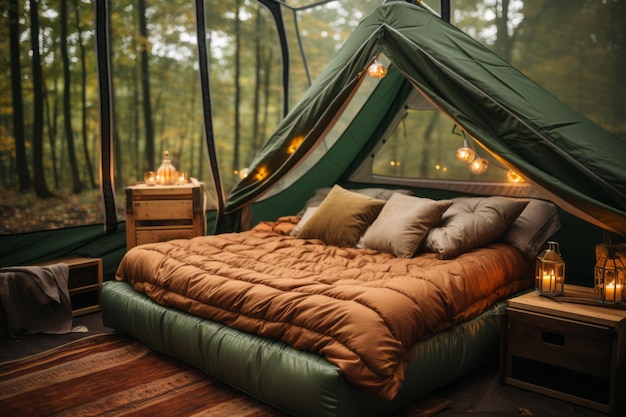 Comfortable Mattress in a Luxury Camping Tent