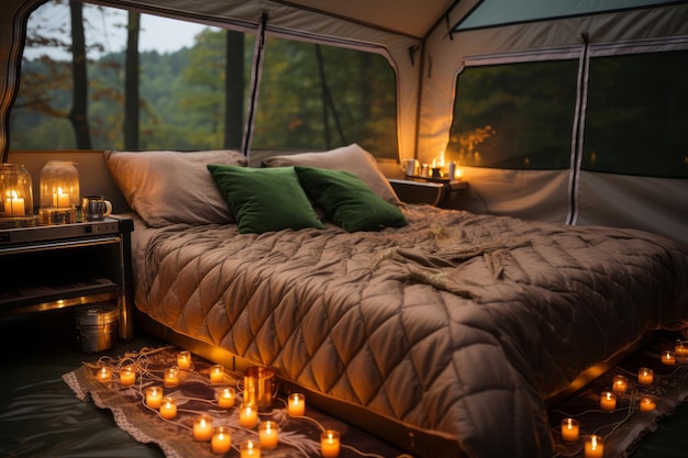 Comfortable Mattress in a Luxury Camping Tent