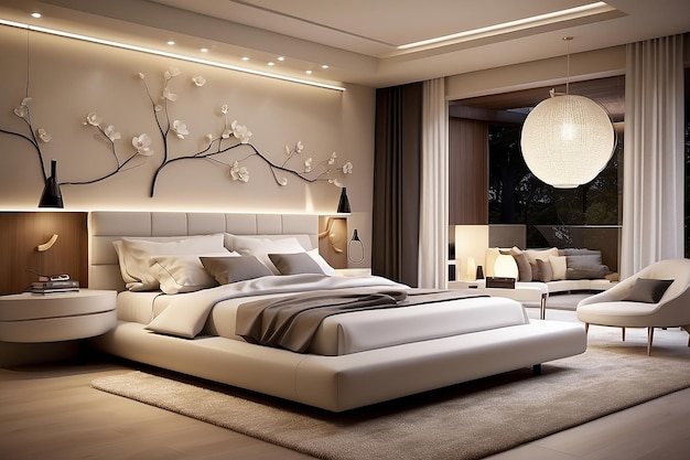 comfortable modern bedroom with elegant decoration and lighting modern bedroom