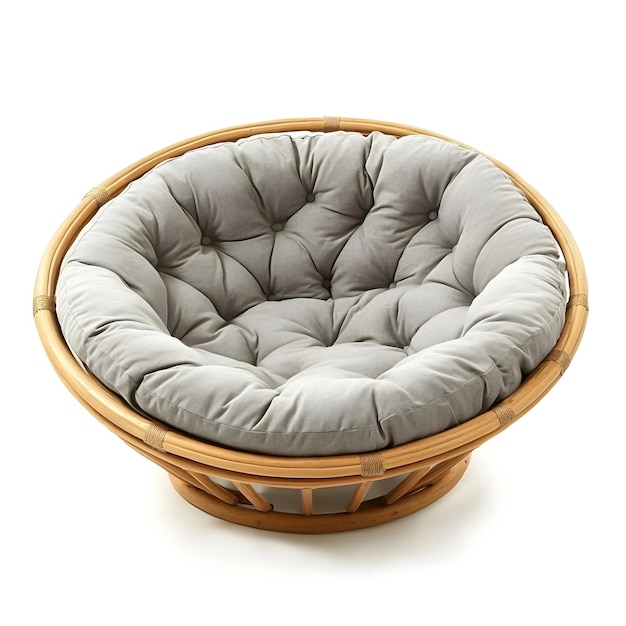 Photo comfortable papasan cushion for cozy seating on white background